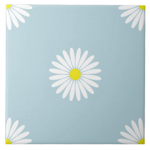 Daisy Illustrative Lg Mönster på Blek Blue Kakelplatta
