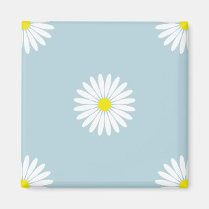 Daisy Illustrative Lg Mönster på Blek Blue Magnet
