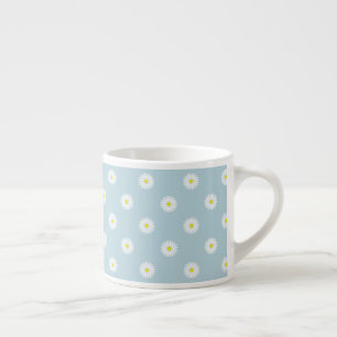 Daisy Illustrative Mönster på Blek Blue Espressomugg