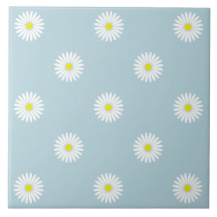 Daisy Illustrative Mönster på Blek Blue Kakelplatta