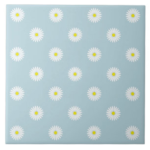 Daisy Illustrative Rpt Mönster på Blek Blue Kakelplatta