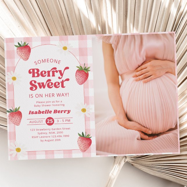 Daisy Jordberry Berry Sweet Baby Shower Photo Inbjudningar (Skapare uppladdad)