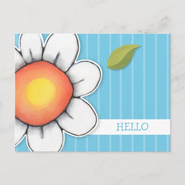 Daisy Joy Blue Hej Postcard Vykort (Framsida)