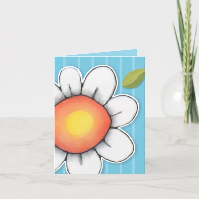 Daisy Joy Blue rand Note Card Kort (Framsida)