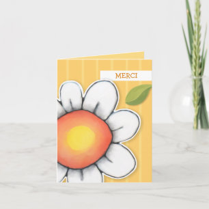 Daisy Joy gult rand Merci Note Card Tack Kort