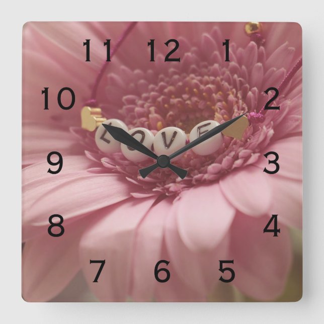 Daisy Kärlek Fyrkantig Klocka (Framsida)