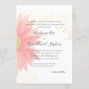 Daisy Kärlek Rosa Garden Wedding Wedding Inbjudningar