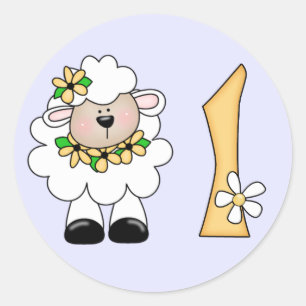 Daisy Lamb 1:a födelsedag Runt Klistermärke