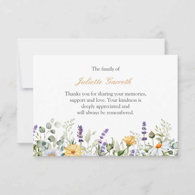 Daisy Lavender botaniska begravning tack. (Framsida)