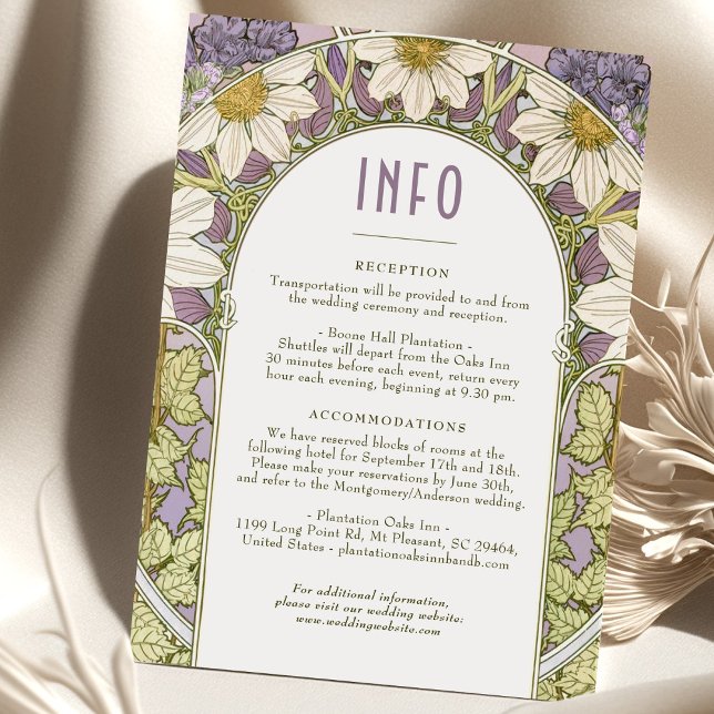 Daisy Lavender Bröllop Infoga INFO Art nouveau Inbjudningar (Skapare uppladdad)