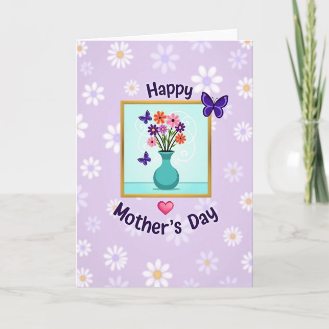 Daisy Lavender Pattern Card Kort (Framsida)