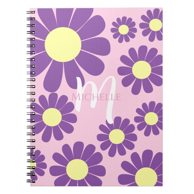 Daisy Lila Rosa Monogram Anteckningsbok (Framsidan)