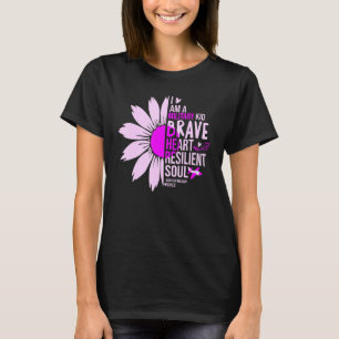 Daisy lila upp månad av militär barn modigt hjärta t shirt