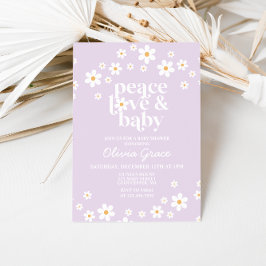 Daisy Lilac Peace Kärlek Baby Shower-inbjudan Inbjudningar