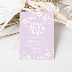 Daisy Lilac Peace Kärlek Baby Shower-inbjudan Inbjudningar