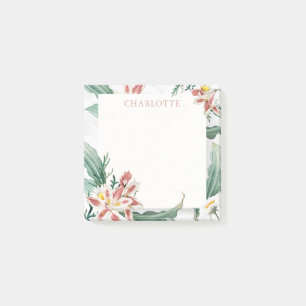 Daisy Lilies Modern Watercolor Personlig Namn Post-it Block