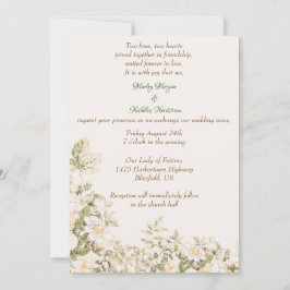 Daisy, Lily of the Valley on Ecru Bröllop Inbjudningar