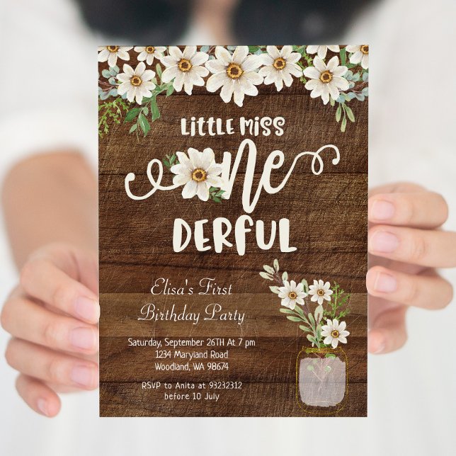 Daisy Little Miss ONE00-födelsedag  Inbjudningar (Skapare uppladdad)