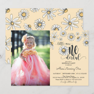 Daisy Little Miss ONEunderbar inbjudan w/Photo - Y