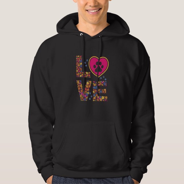 Daisy LOVE Letters Animal Paw Prints Hoodie (Framsida)