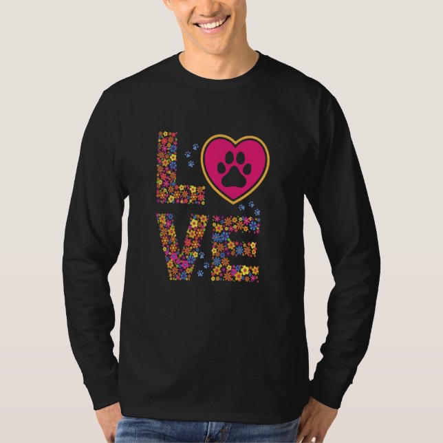 Daisy LOVE Letters Animal Paw Prints T Shirt (Framsida)