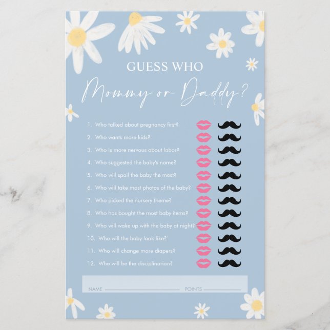 Daisy Mamma eller pappa, Dusty Blue Guest som spel (Framsida)