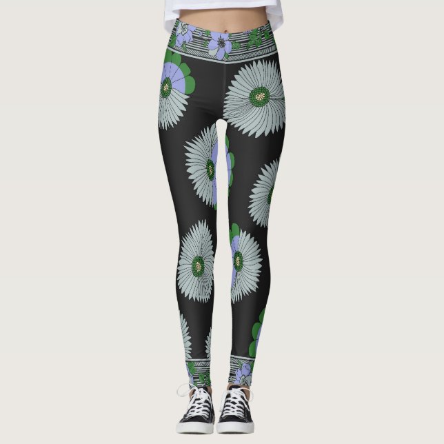 Daisy Manor-scarvmönster Leggings (Framsida)