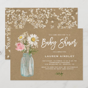 Daisy Mason Burk Kraft Papper Fall Baby Shower Inbjudningar