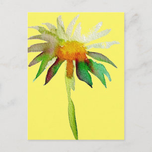 Daisy modern konstblomma på gult vykort