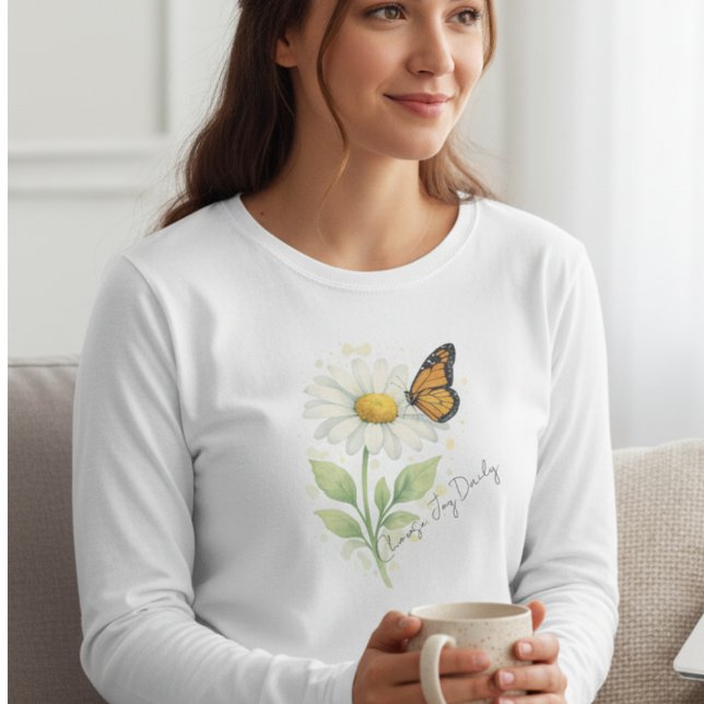 Daisy Monark Fjäril Naturälskare Present T Shirt (Motivational daisy and monarch butterfly tshirt)