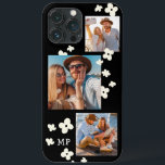 Daisy Monogram 3 Photo Collage Trendig Modern Girl<br><div class="desc">Daisy Monogram 3 Photo Collage Trendig Modern Girly Phone Case har en fotokollage av tre av dina favoritfoton med personligens monogram i ett elegant-vitt skript på en svart bakgrund som accentueras med vita daisy. Anpassa genom att redigera texten i den angivna textrutan. Perfekt för födelsedag, jul, Mors dag, syster, BFF...</div>