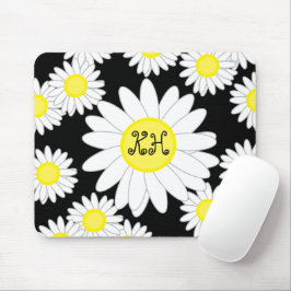 Daisy Monogram Black White och Gult Musmatta