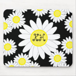 Daisy Monogram Black White och Gult Musmatta