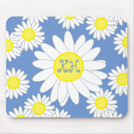 Daisy Monogram Blue White and Gult Notebook Musmatta