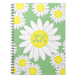 Daisy Monogram Grönt Vit och Gult Anteckningsbok