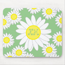 Daisy Monogram Grönt Vit och Gult Musmatta