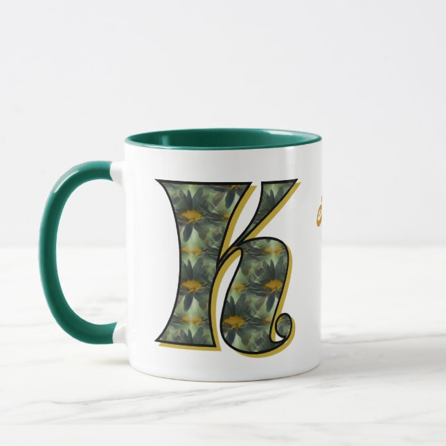Daisy Monogram Initial K Personlig Mugg (Vänster)