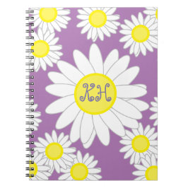 Daisy Monogram Lila Vit och Gult Anteckningsbok
