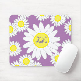Daisy Monogram Lila Vit och Gult Musmatta