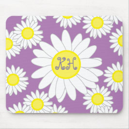 Daisy Monogram Lila Vit och Gult Musmatta