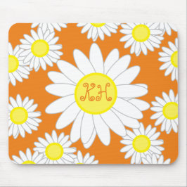 Daisy Monogram Orange Vit och Gult Musmatta