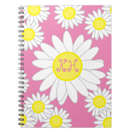 Daisy Monogram Rosa Vit och Gult Anteckningsbok