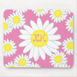 Daisy Monogram Rosa Vit och Gult Musmatta