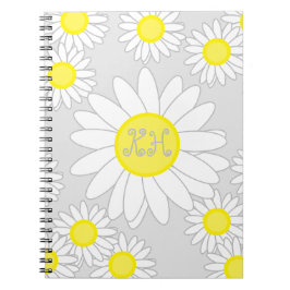 Daisy Monogram Silver Grått Vit och Gult Anteckningsbok