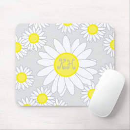 Daisy Monogram Silver Grått Vit och Gult Musmatta