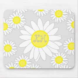 Daisy Monogram Silver Grått Vit och Gult Musmatta