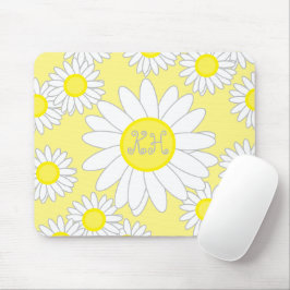 Daisy Monogram Vit och Gult Musmatta