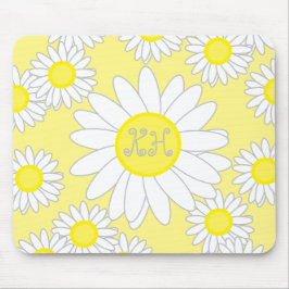 Daisy Monogram Vit och Gult Musmatta