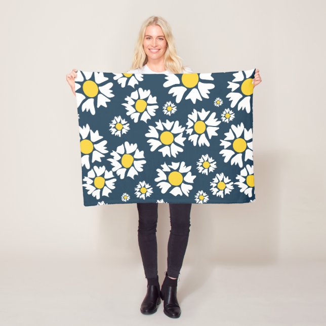 Daisy Mönster, Blommönster, vita Daisy Fleecefilt (På plats)