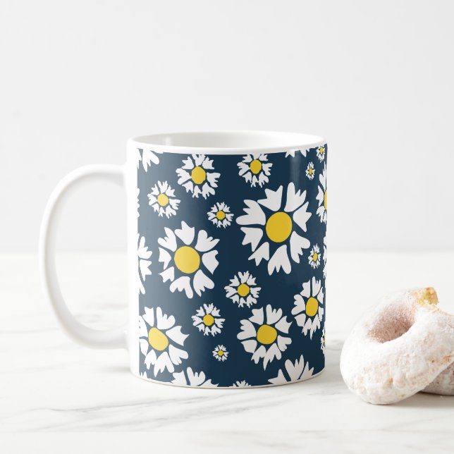 Daisy Mönster, Blommönster, vita Daisy Kaffemugg (Med munk)